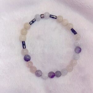 Multi-Color Crystal Stone Bead Bracelet amethyst selenite rose quartz